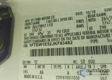 2018 Ford F-150 Xl from USA, damaged, VIN 1FTEW1E52JKF83482